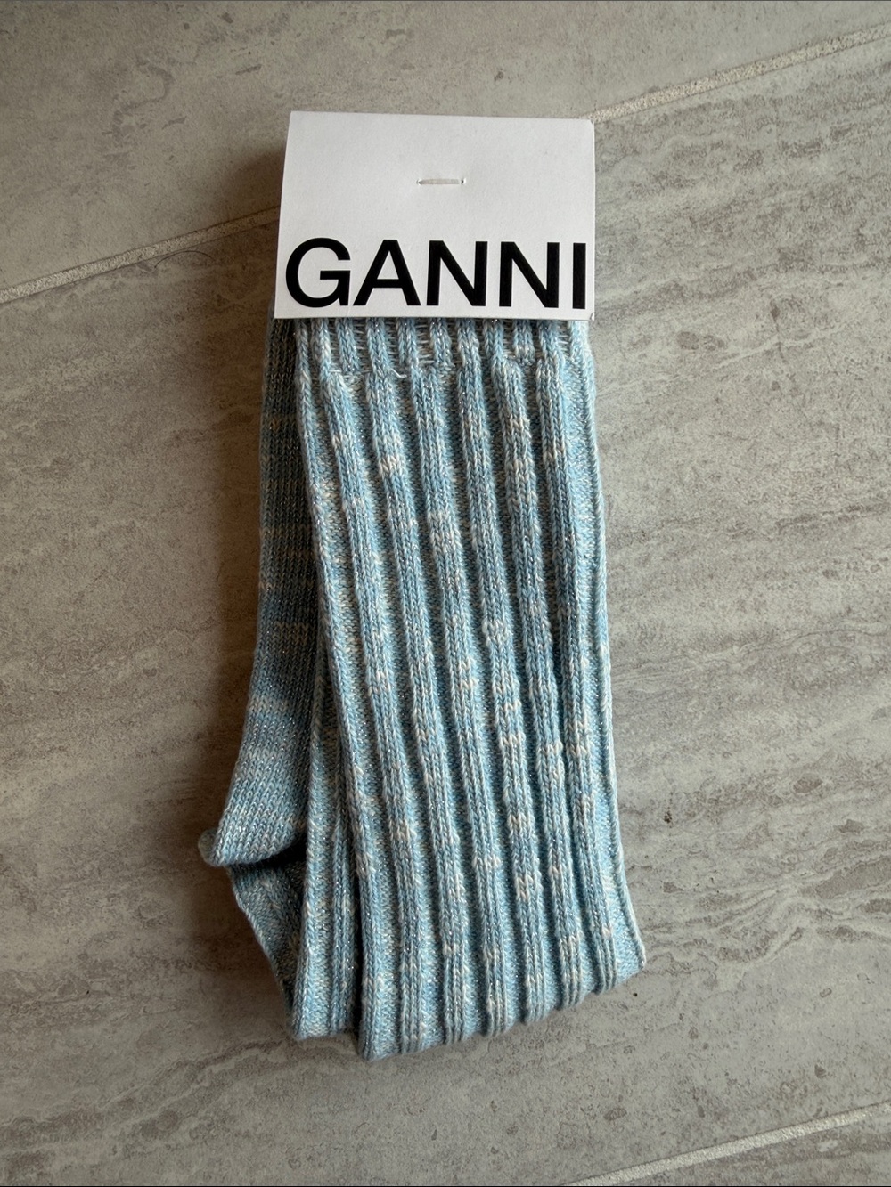 NWT Ganni Icy Blue Shimmer Socks